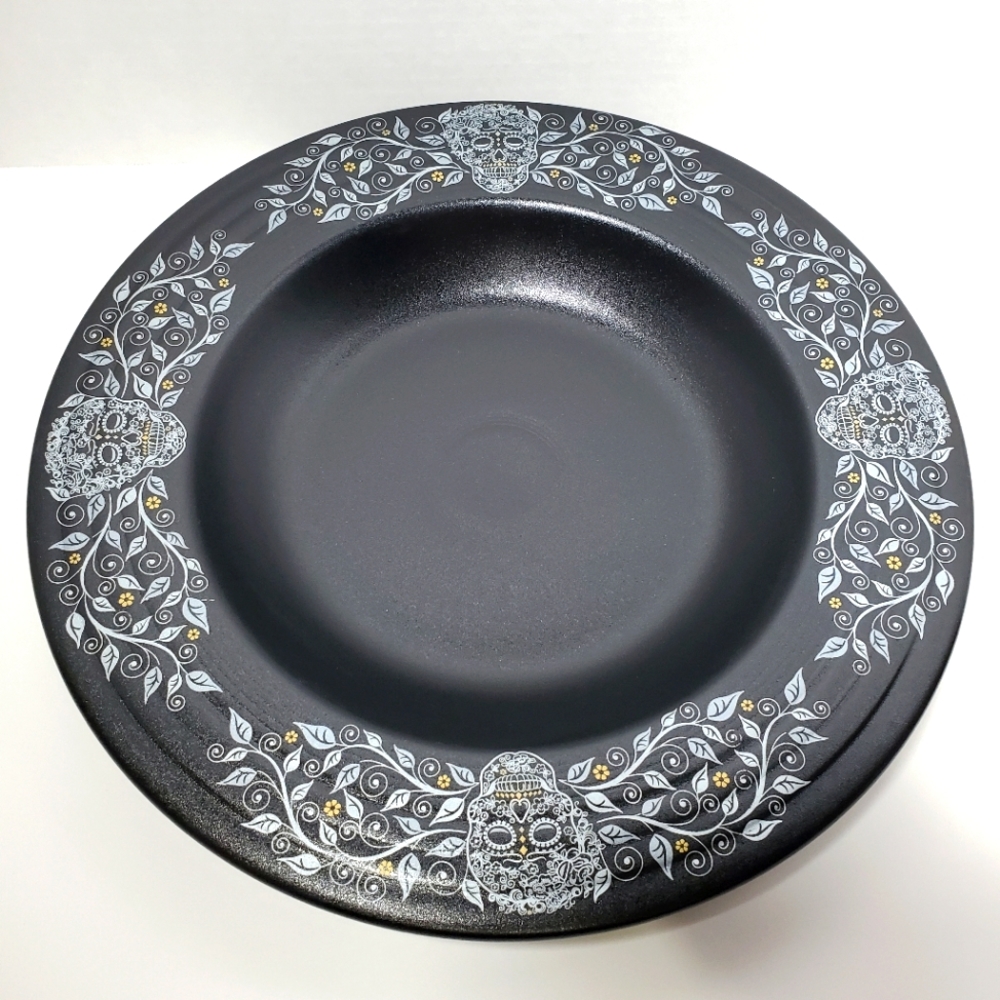 NEW Fiesta Ware Skull and Vine 12" Black Pasta Bowl Homer Laughlin HTF